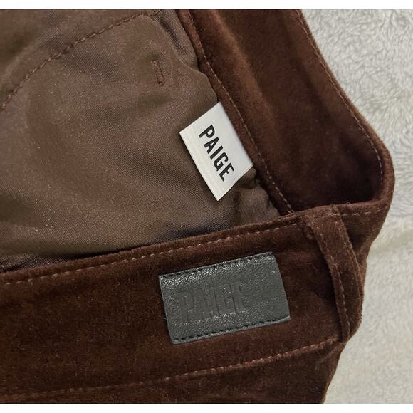 PAIGE Claudine Coffee Brown Soft Velvet Crop Flare Pants Jeans Size 23 MSRP $229 - Picture 6 of 11